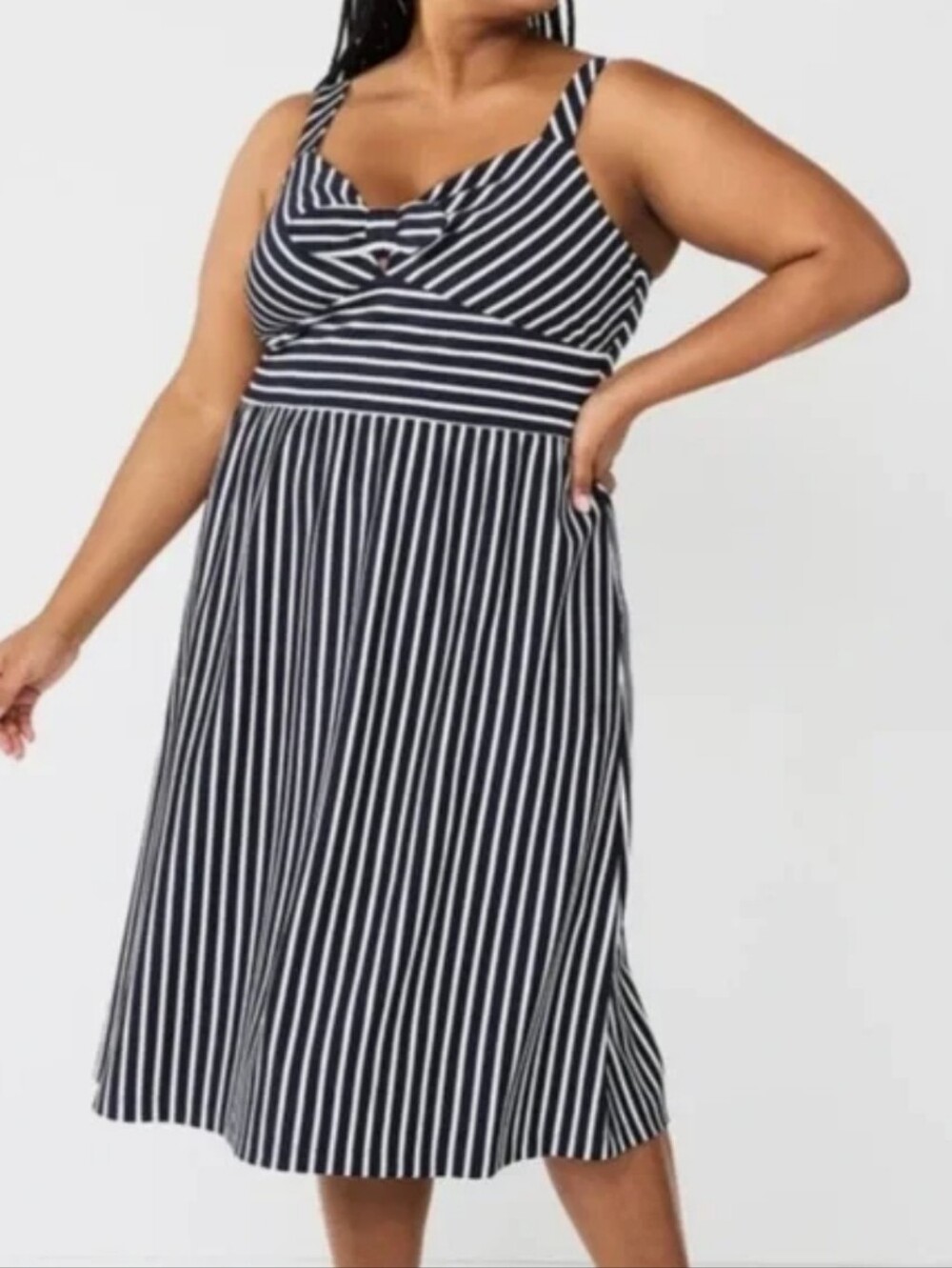 Draper James Navy and White Striped Midi Dress 3X NWT
